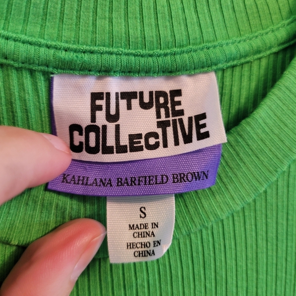 Future Collective Green Ribbed Bodycon Midi Dress - Picture 7 of 8
